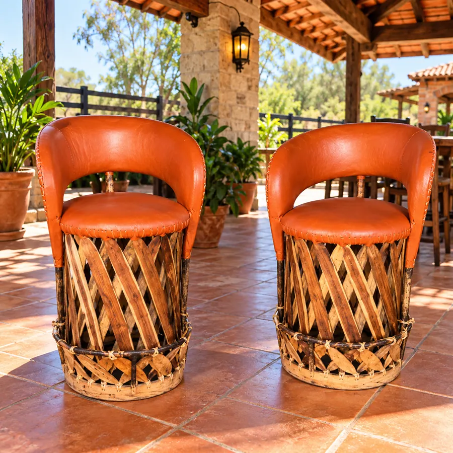 Bancos altos de equipal cantinero para barra de bar